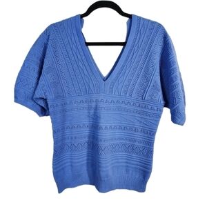 Venus Knit Sweater V-Neck Eyelit, Size Small